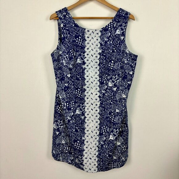 Lilly Pulitzer For Target Upstream Fish Shift Dress Sleeveless Blue Womens 20W - Picture 1 of 6
